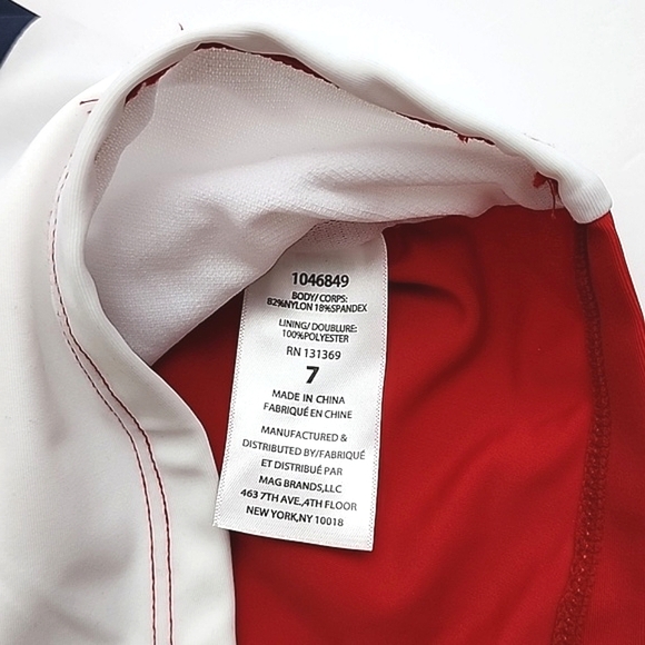 NWT Fila Girls Swim Sun Shirt Swimsuit 50+ UV Protection Red White Size 7 - Picture 6 of 7